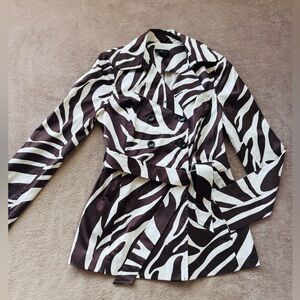 Byer California Zebra Print Button Down Shirt - Brown and White